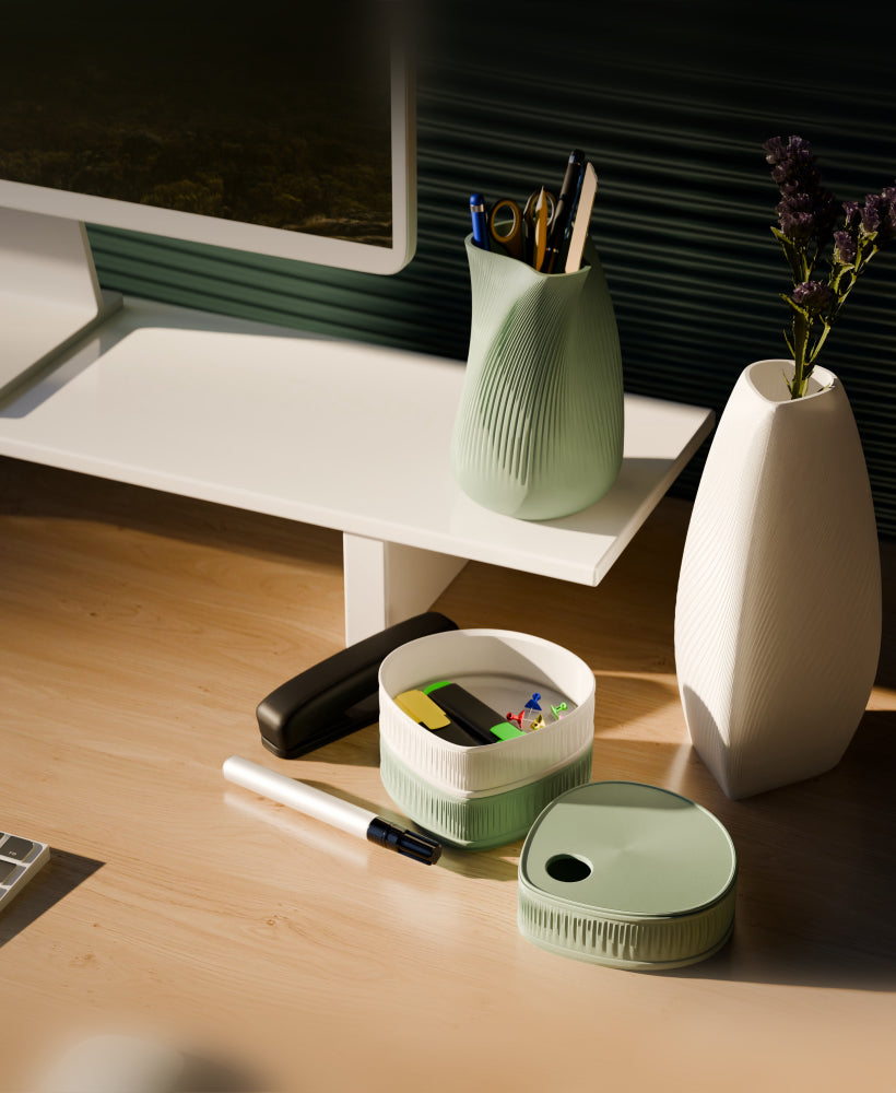 Flowline Collection Pack – 3D Printed Desk & Home Accessories | Minimalist Organic Design