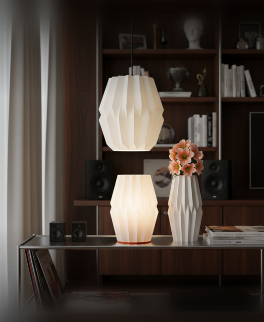 Ori Collection | Table lamp; ceiling lamp; flower vase
